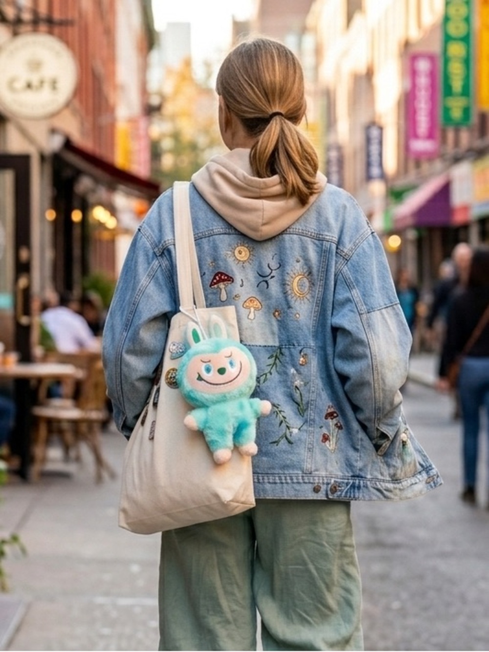 Kawaii Tie Dye Monster Plush Backpack Charm - Teal